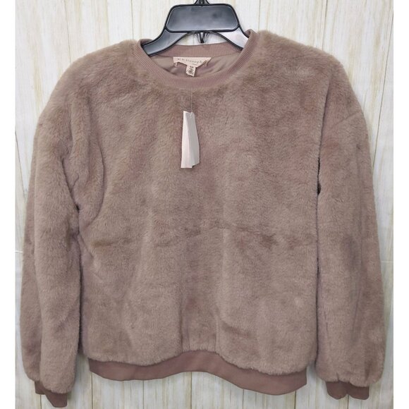 Philosophy Republic Women's Faux Fur Pullover Top Tan Size Small Lined~Soft~Cozy - Picture 10 of 14